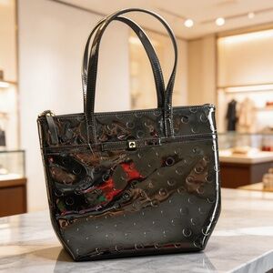 Kate Spade Jeralyn Camellia Patent Leather Black Tote Bag